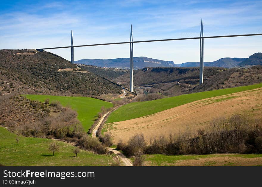 View of the Viaduct of Millau, the highest bridge in the World. Aveyron, France. View of the Viaduct of Millau, the highest bridge in the World. Aveyron, France.