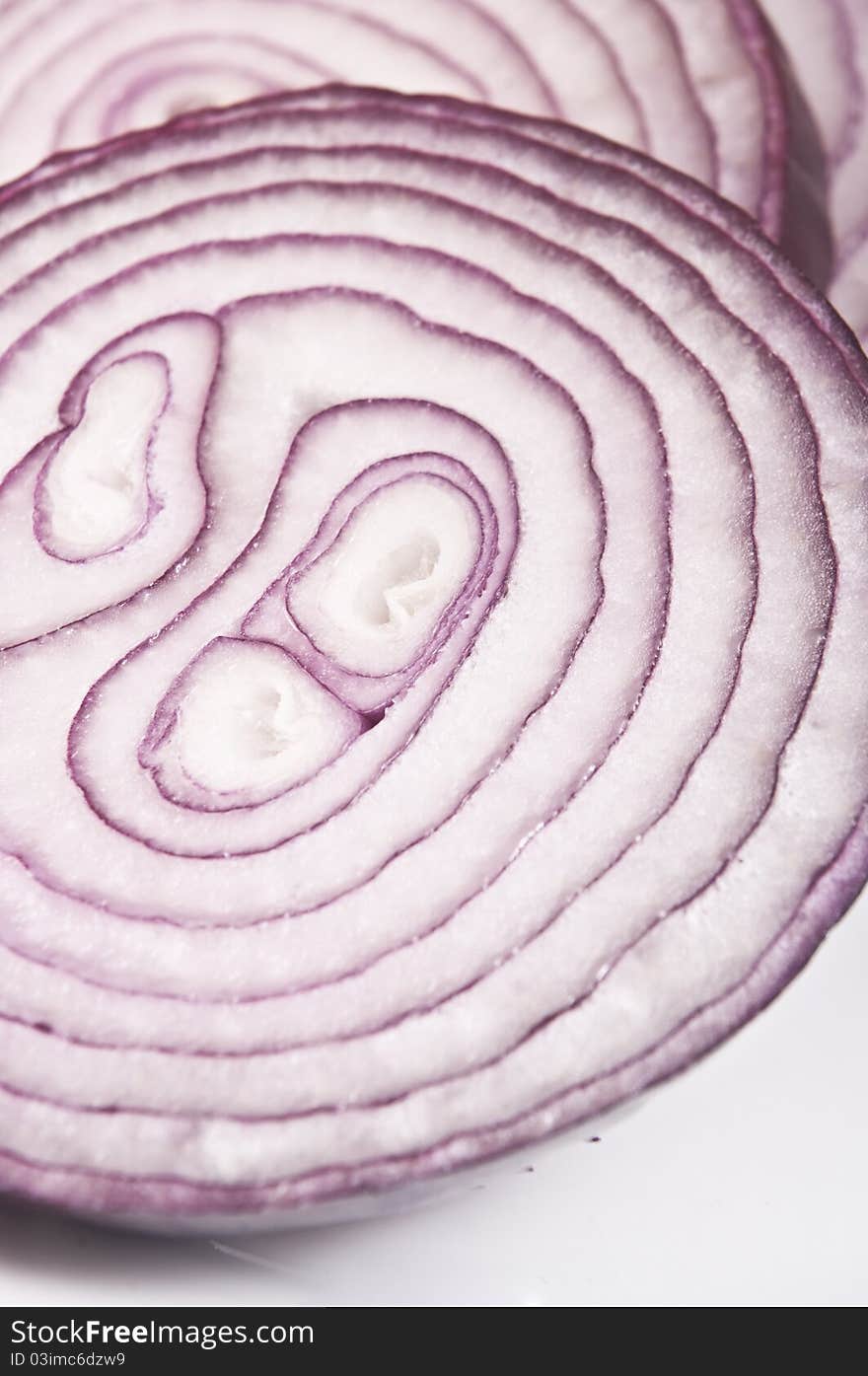 The sliced red onion