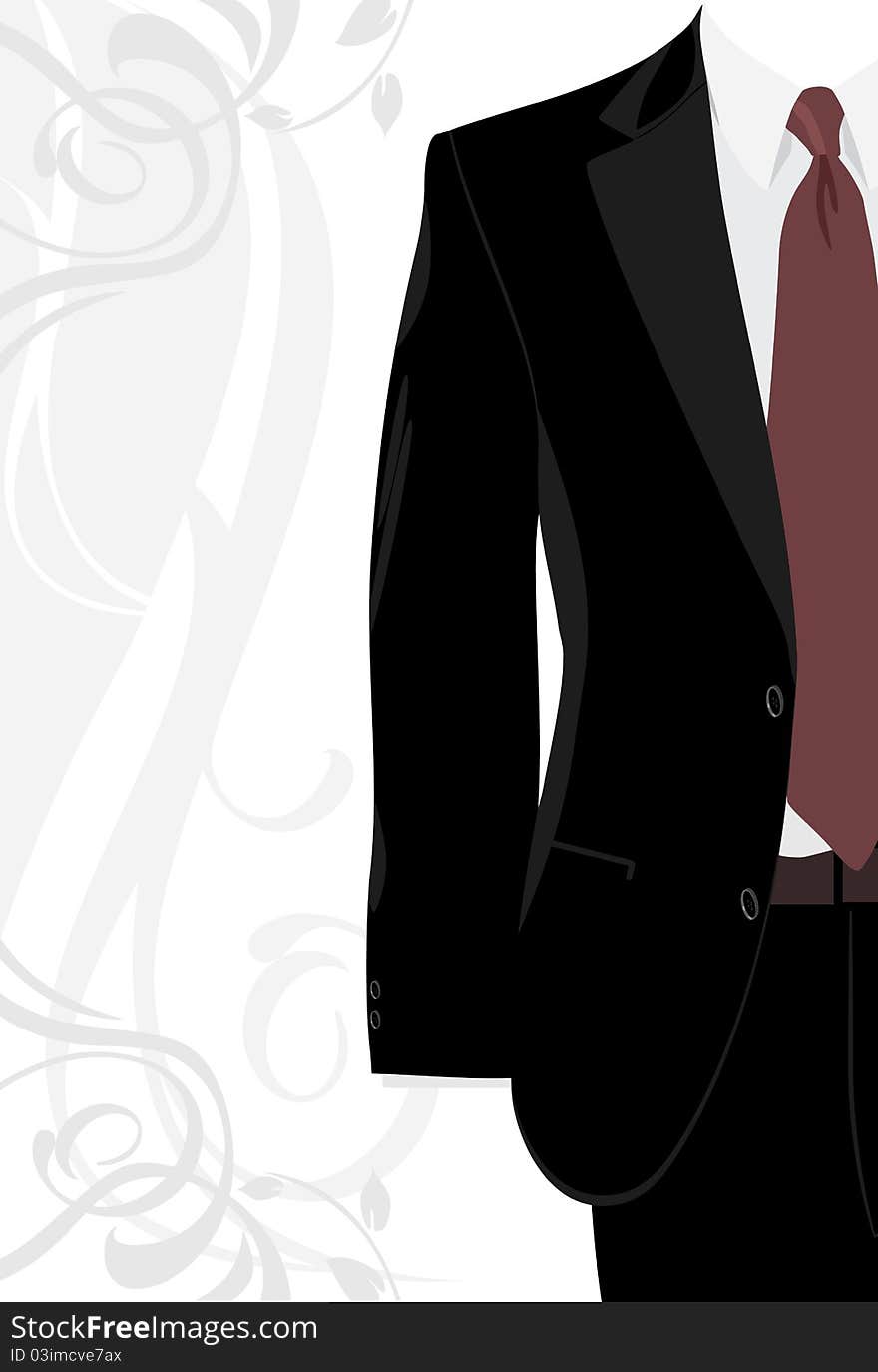 Masculine suit on the decorative background. Illustration