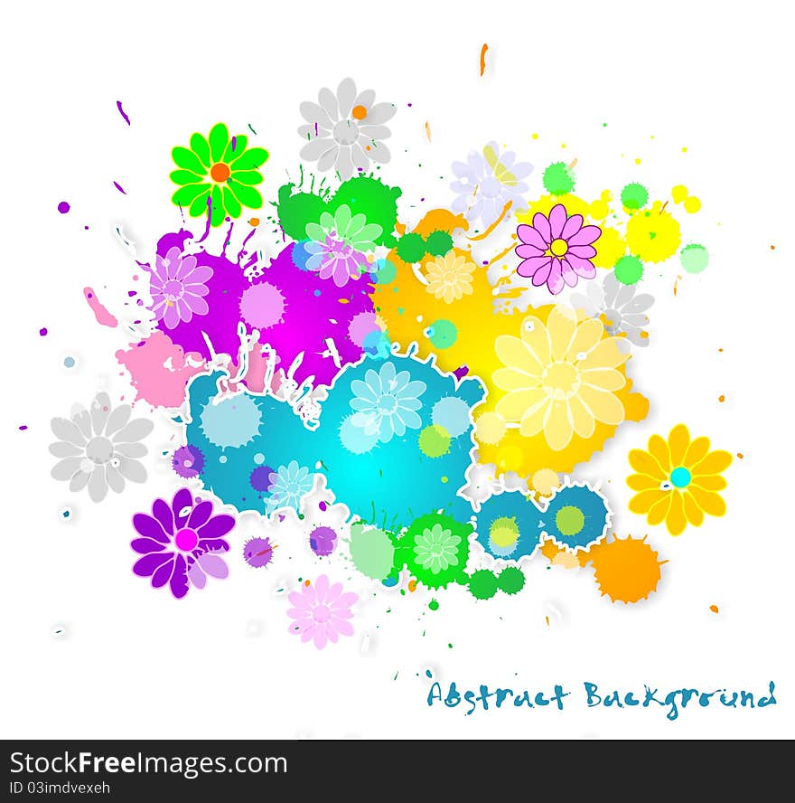 Abstract Background with patches of color and daisies