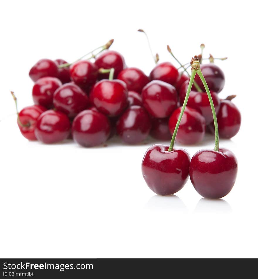 Fresh cherries isolated on white background. Fresh cherries isolated on white background.