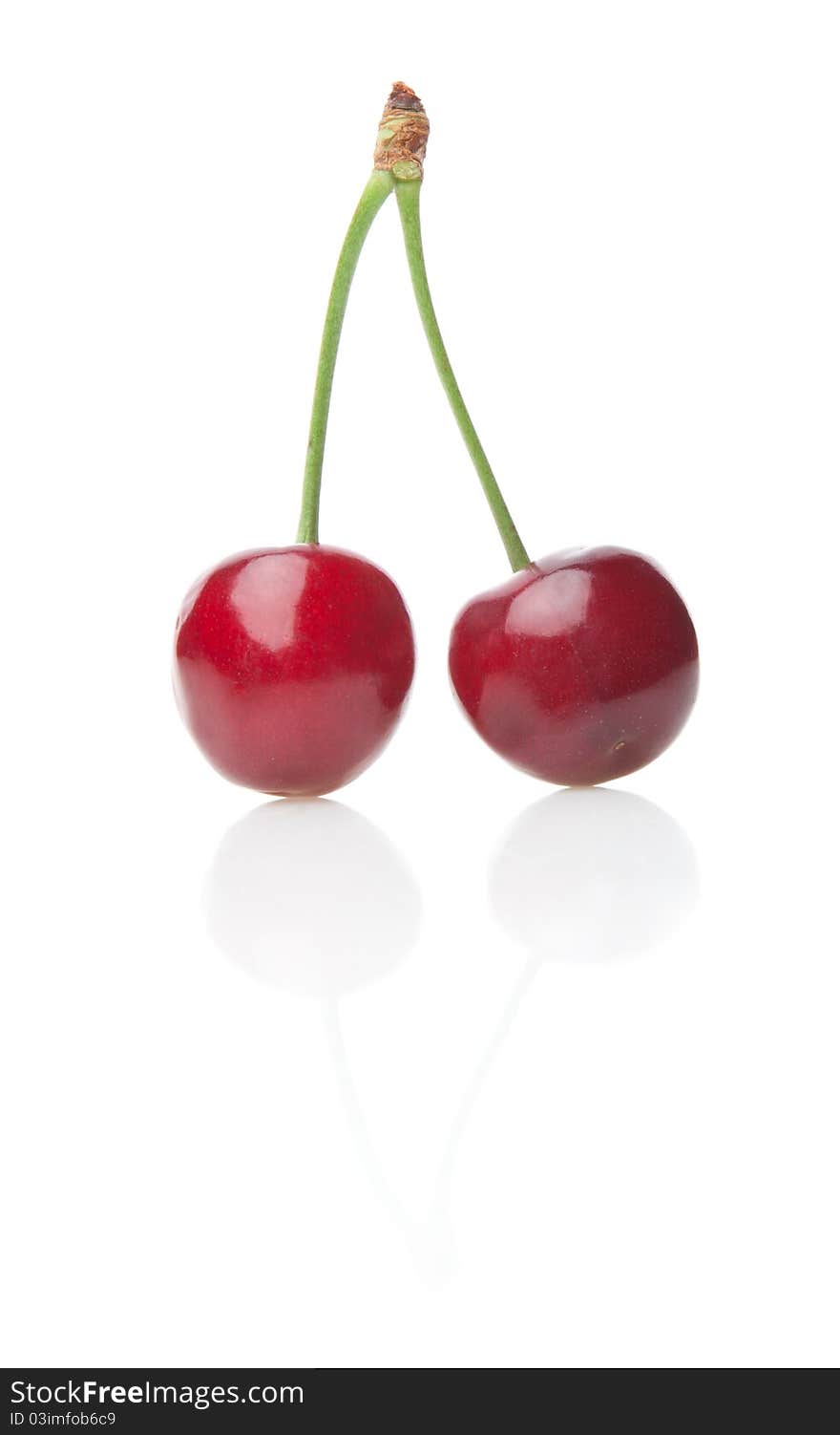 Fresh cherries isolated on white.