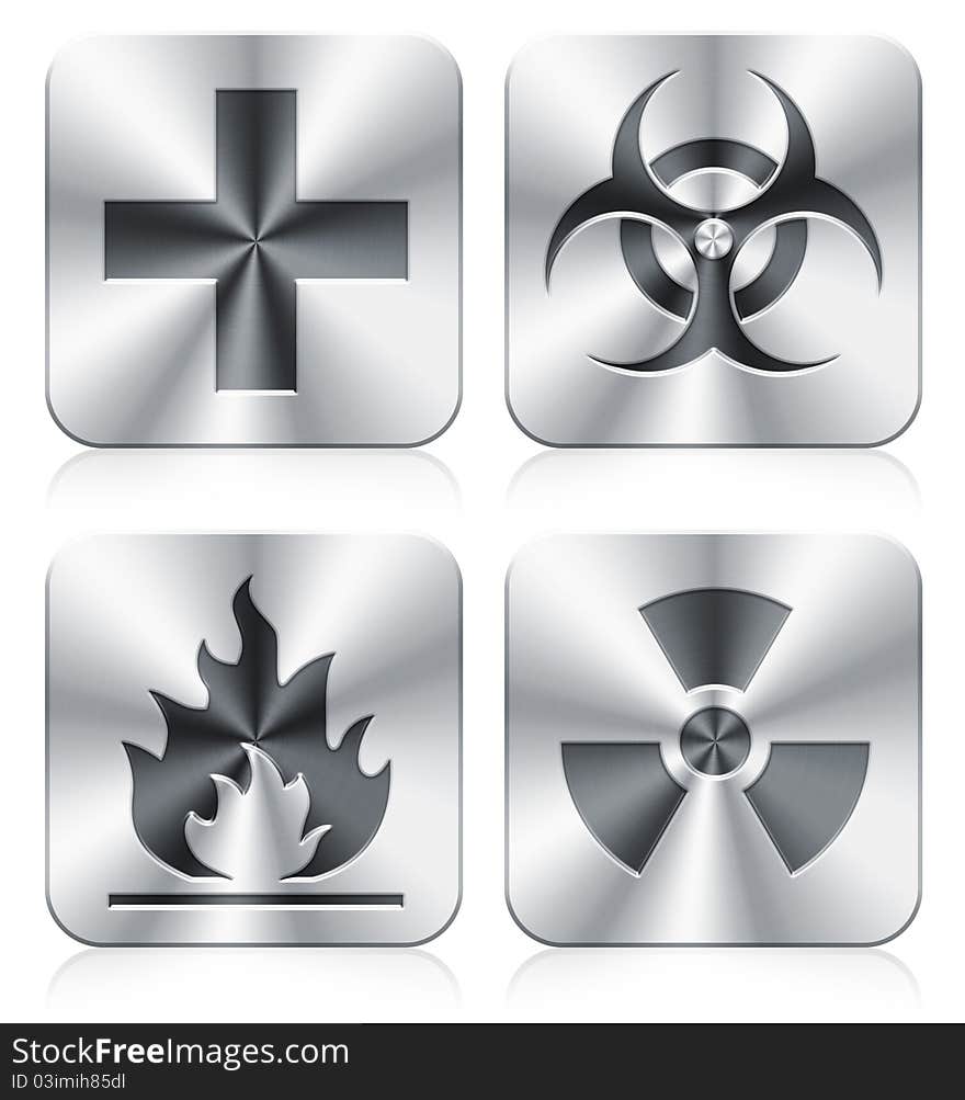 Four medical and danger icons