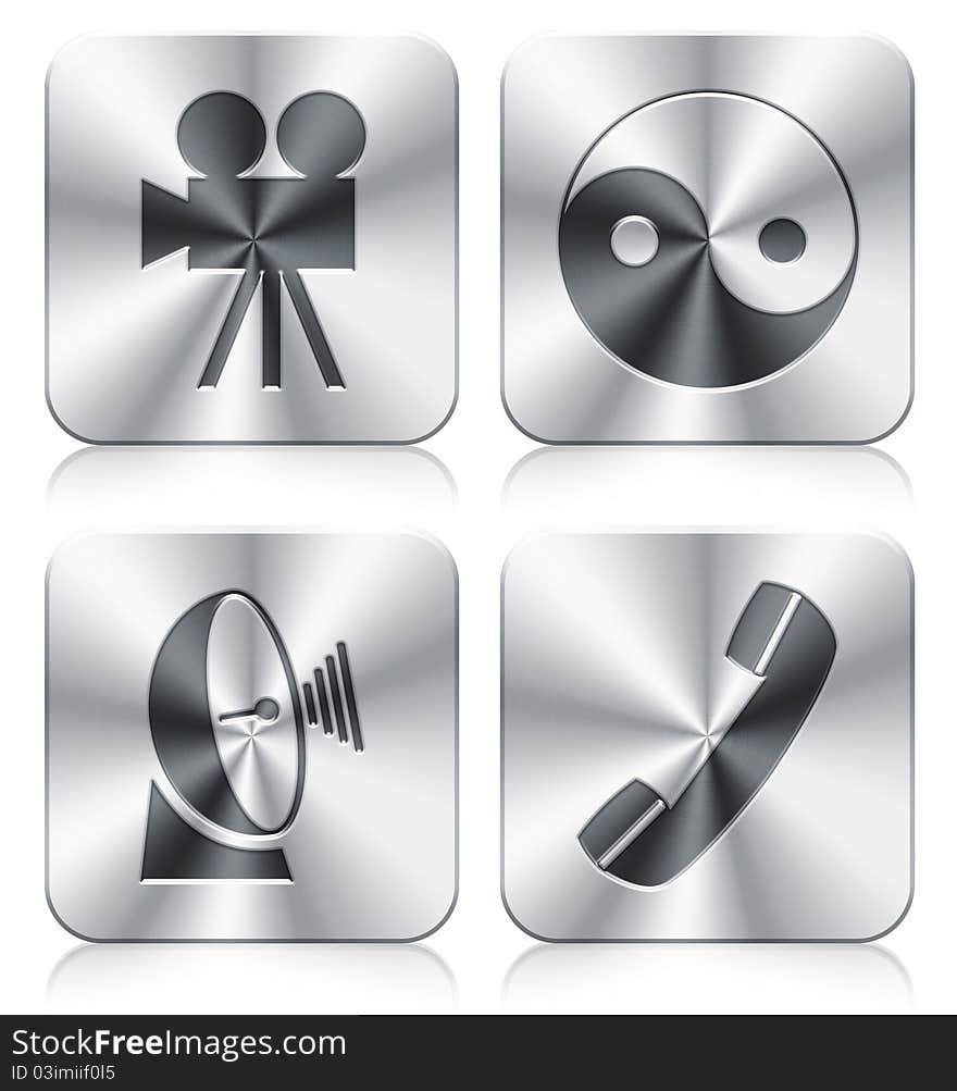 Icons about film telephone satelite