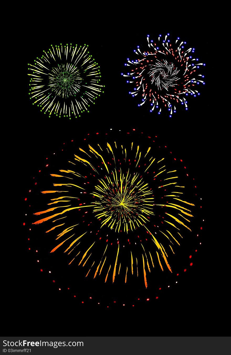 Brightly Colorful Vector Fireworks And Salute