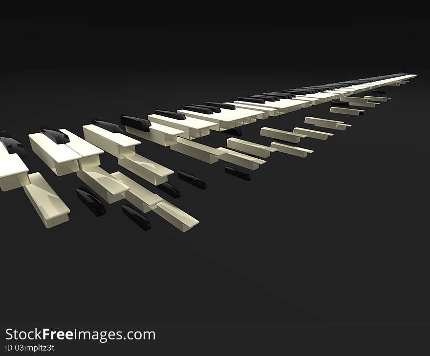 3d illustration of many long keyboard falling. 3d illustration of many long keyboard falling