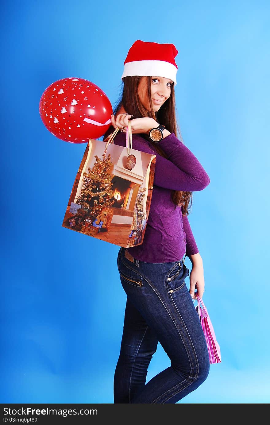 Shopping Christmas woman smiling.