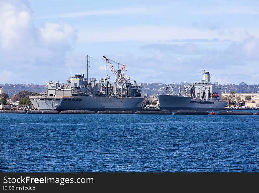 Battleship, ocean and clouds in San Diego. Battleship, ocean and clouds in San Diego.