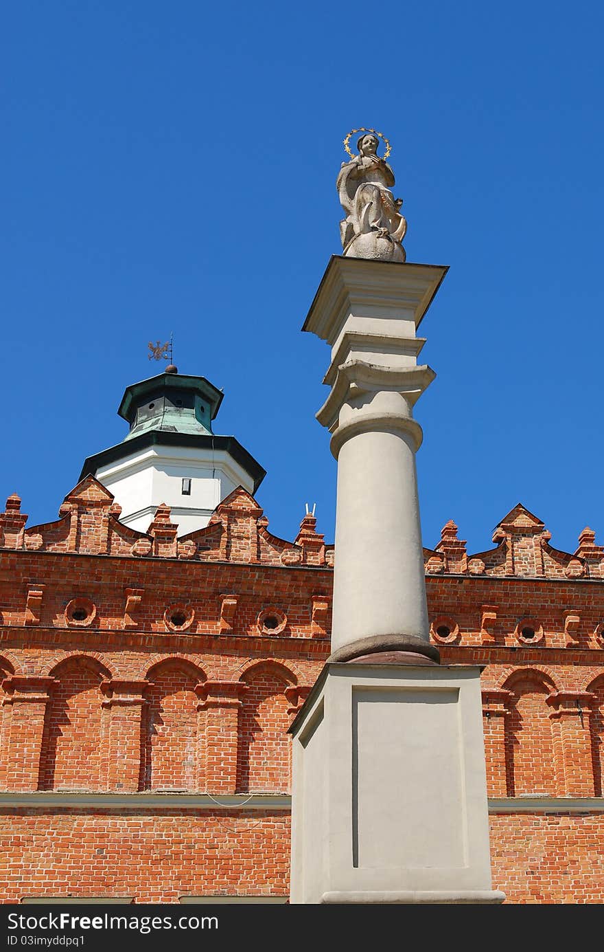 Old town hall in Sandomierz, Poland. The town hall was build in the XIV century and the tower was build in the XVII century.