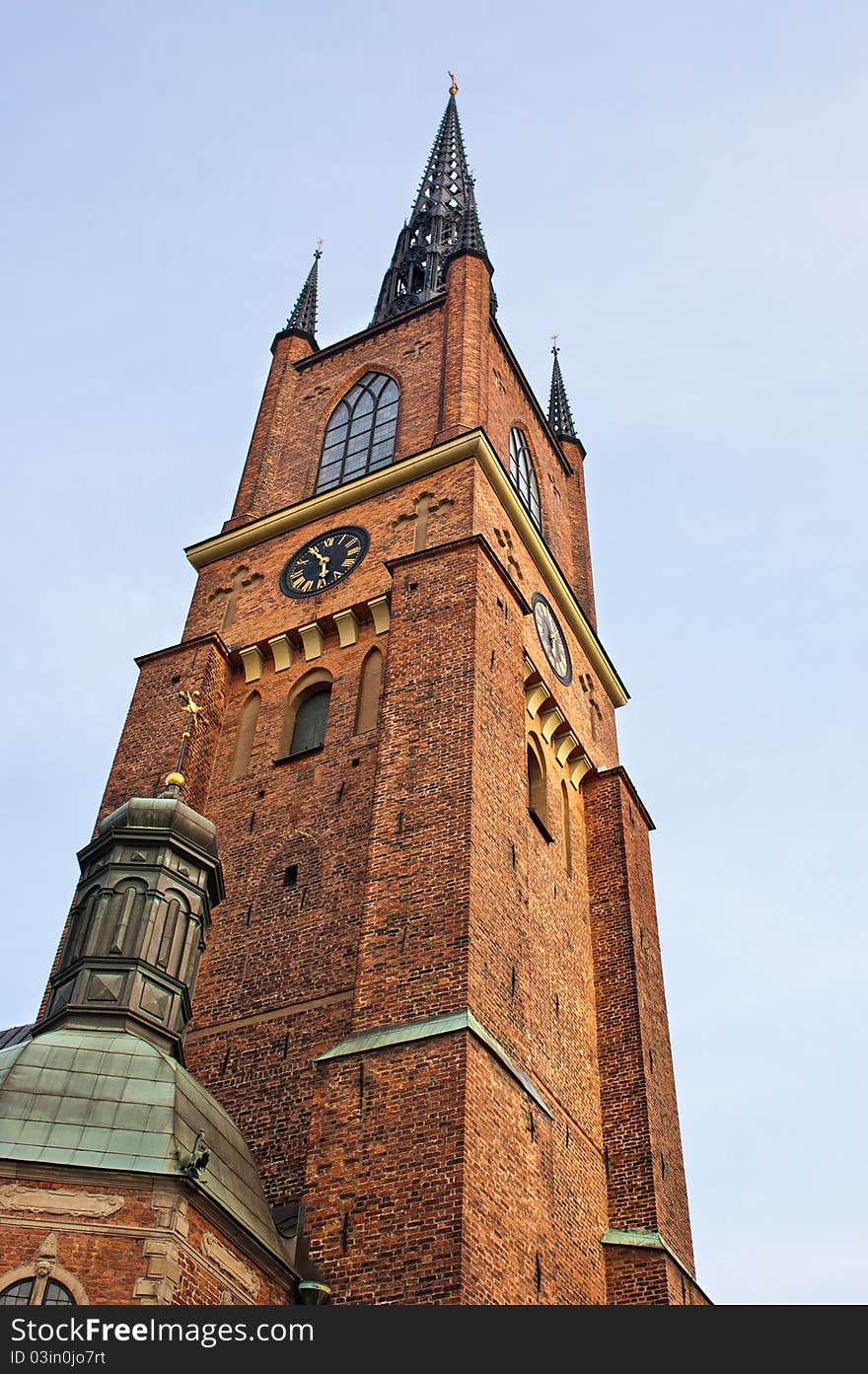 The Riddarholmen Church (Riddarholmskyrkan) in Stockholm, Sweden. The Riddarholmen Church (Riddarholmskyrkan) in Stockholm, Sweden