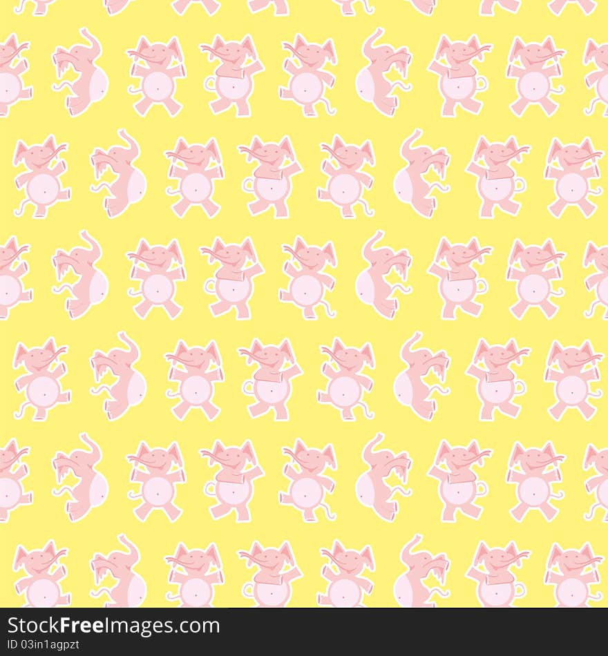 A seamless pattern of dancing elephants. A seamless pattern of dancing elephants.