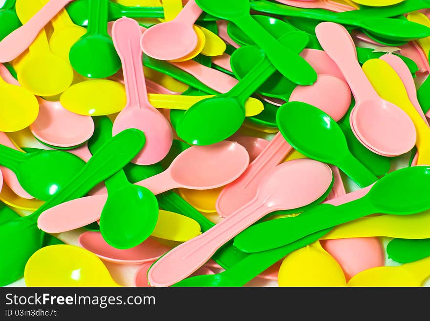 Vivid colorful of spoon pile