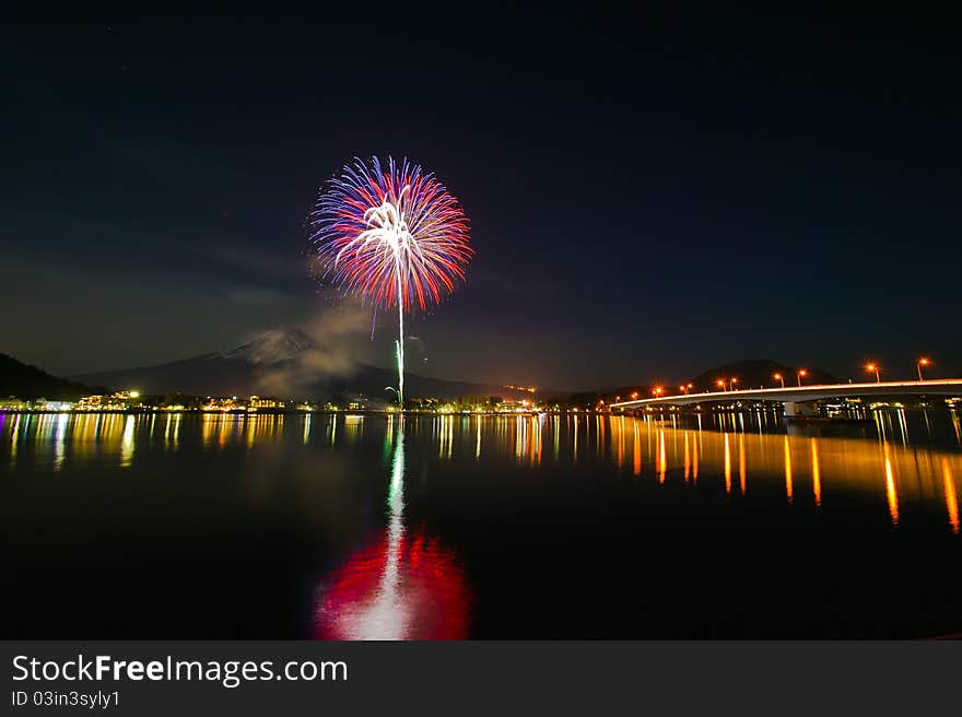 Winter Fireworks at Lake Kawaguchi