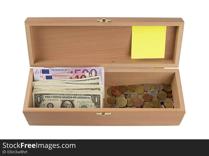 Wooden box  with money