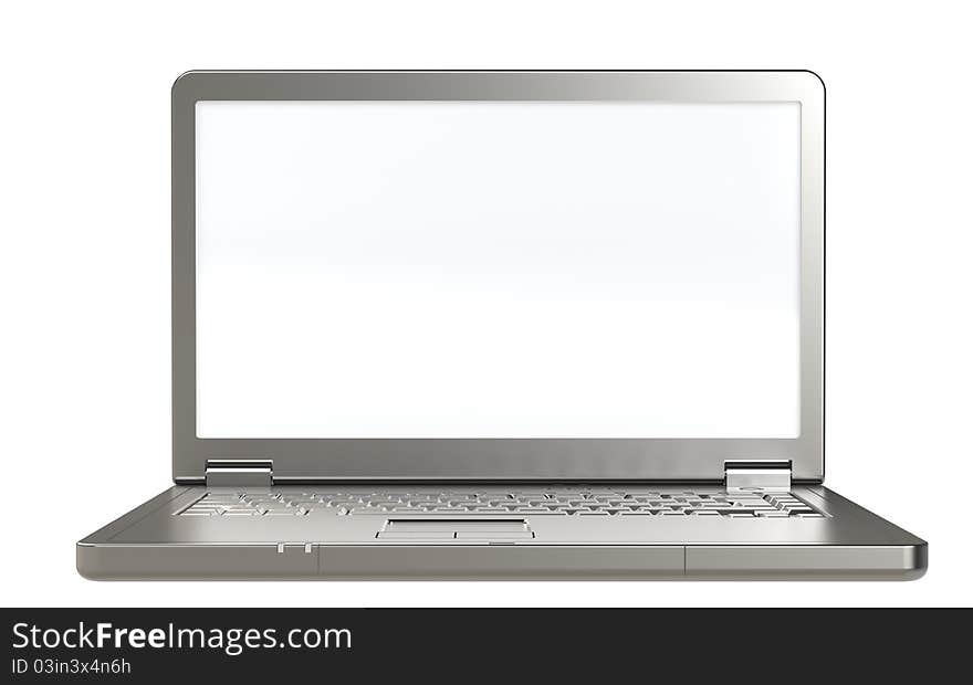 Laptop with white screen. Copy space. Laptop with white screen. Copy space