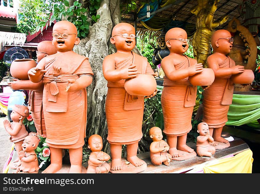 Clay doll image of Thai monks. Clay doll image of Thai monks.