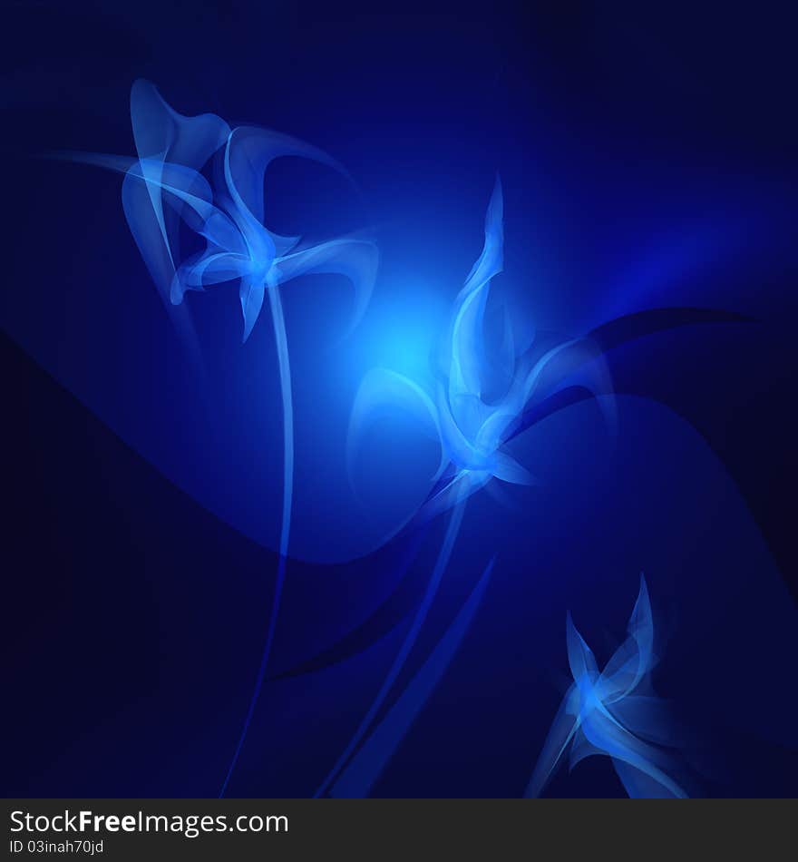 Abstract blue digital flowers - background. Abstract blue digital flowers - background