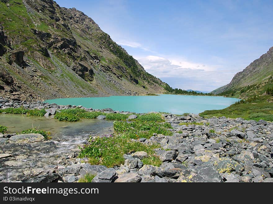 The alpine lake among mountains, Russia, Gorny Altai