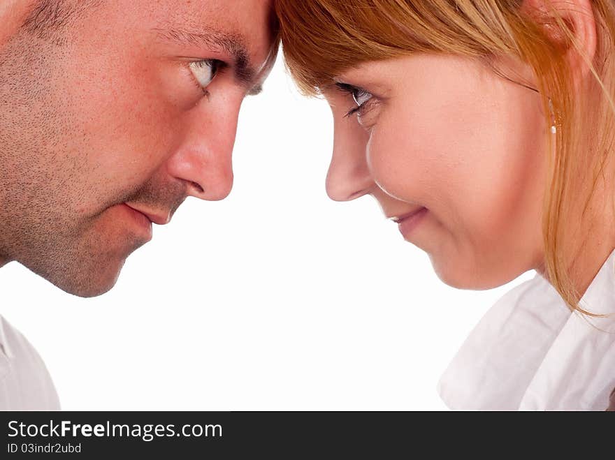 Nice couple posing on a white background. Nice couple posing on a white background