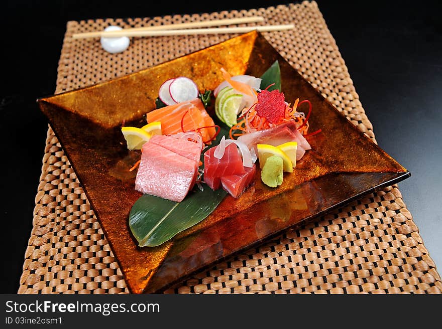 Japanese Sushi On A Gold Plate