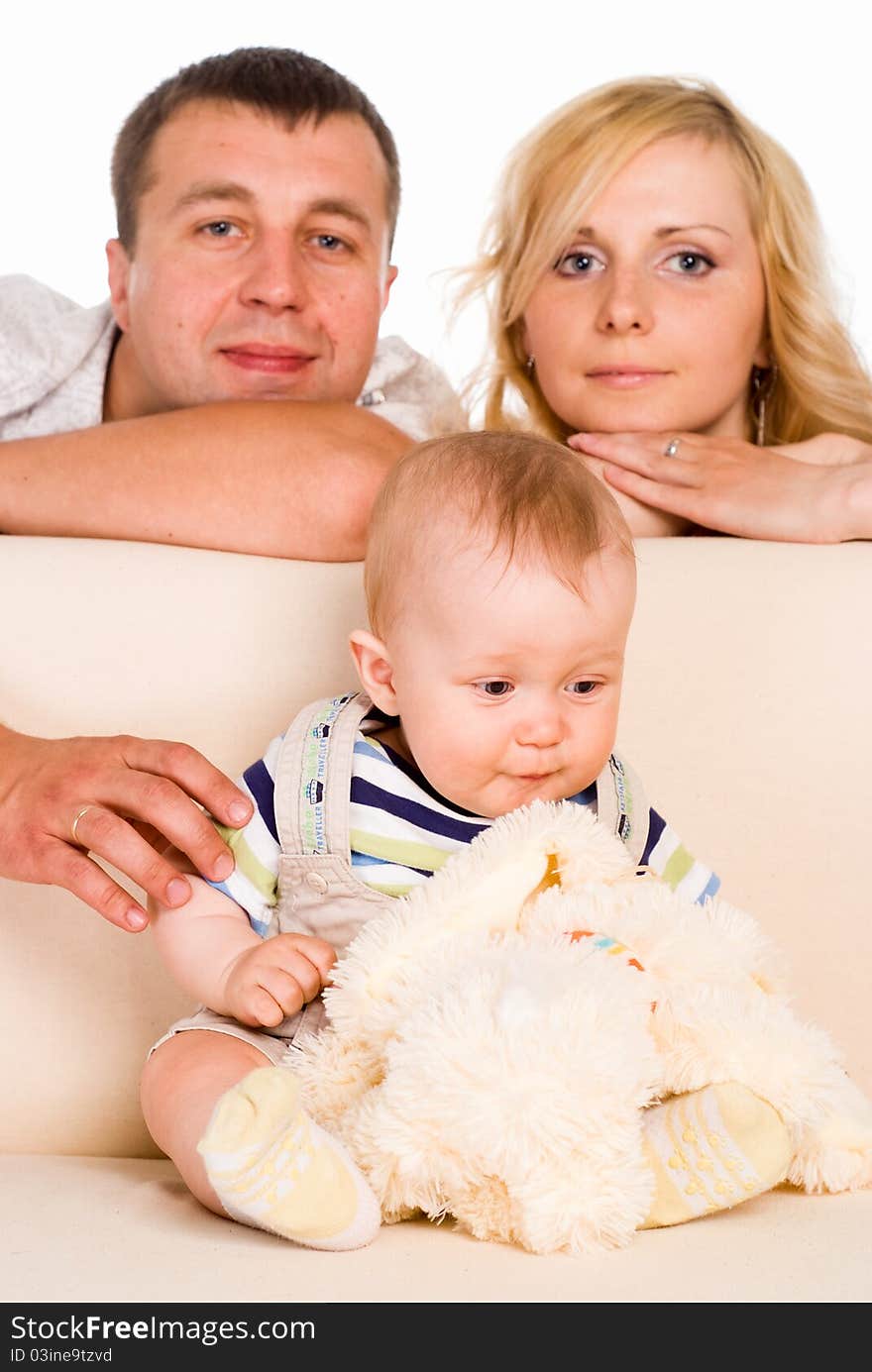 Portrait of a beautiful family on a white. Portrait of a beautiful family on a white