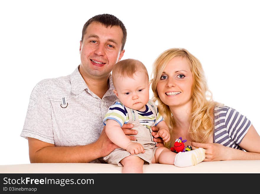 Portrait of a beautiful family on a white. Portrait of a beautiful family on a white