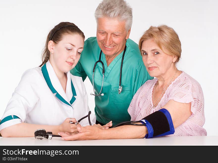 Portrait of a good doctors working on white. Portrait of a good doctors working on white