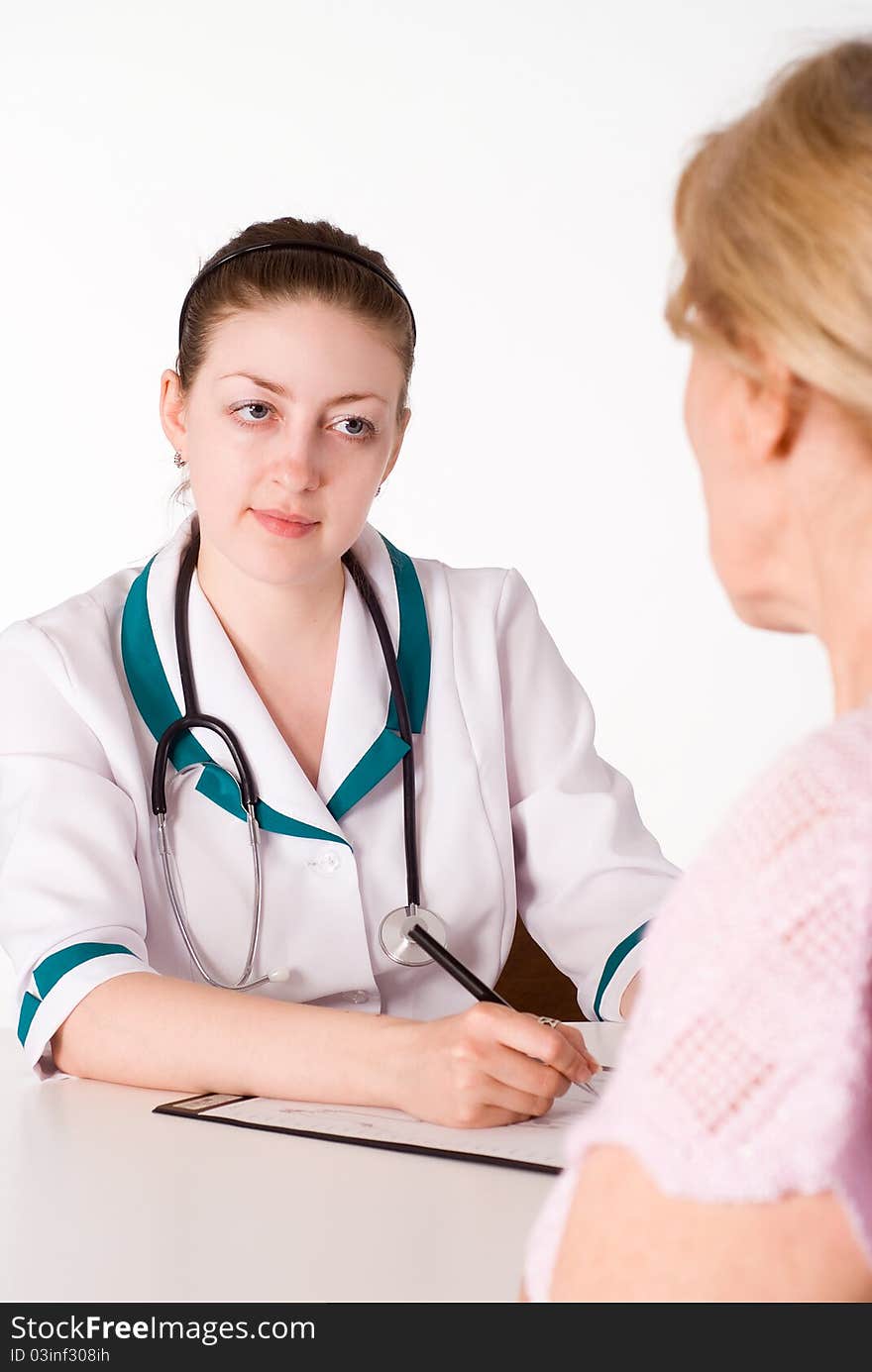 Portrait of a doctor with a patient. Portrait of a doctor with a patient