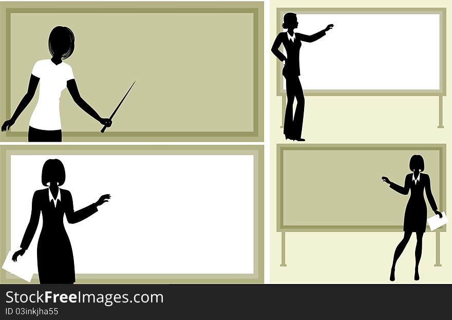 Silhouettes of business people - women in suits. Silhouettes of business people - women in suits