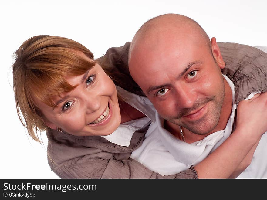 Happy young family  on a white. Happy young family  on a white