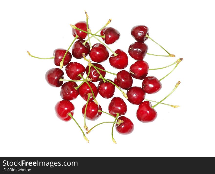 Sweet cherry isolated on white