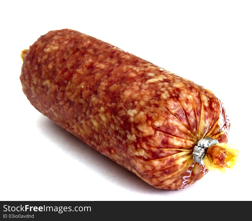 Salami isolated on a white background