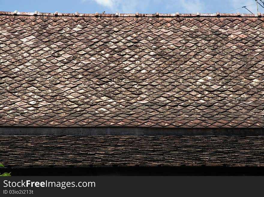 Ancient Thai house roof in Middle of Thailand. Ancient Thai house roof in Middle of Thailand.