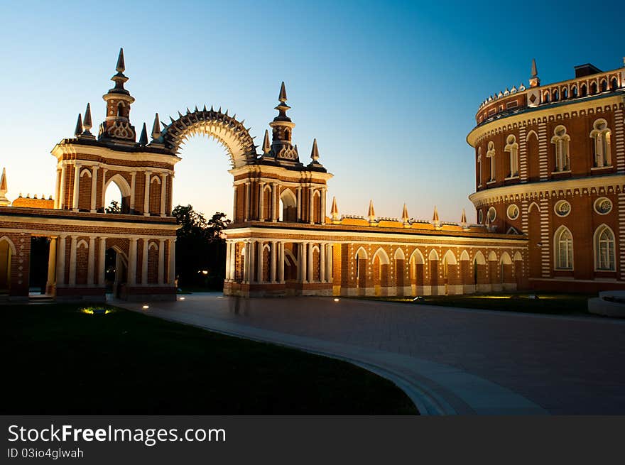 Architecture of Tsaritsynsky park in Moscow