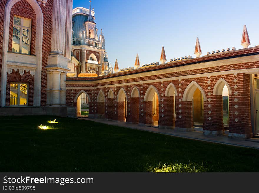 Architecture of Tsaritsynsky park in Moscow