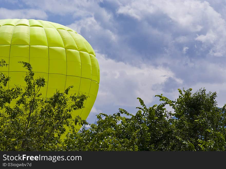 Flying air balloon in the background