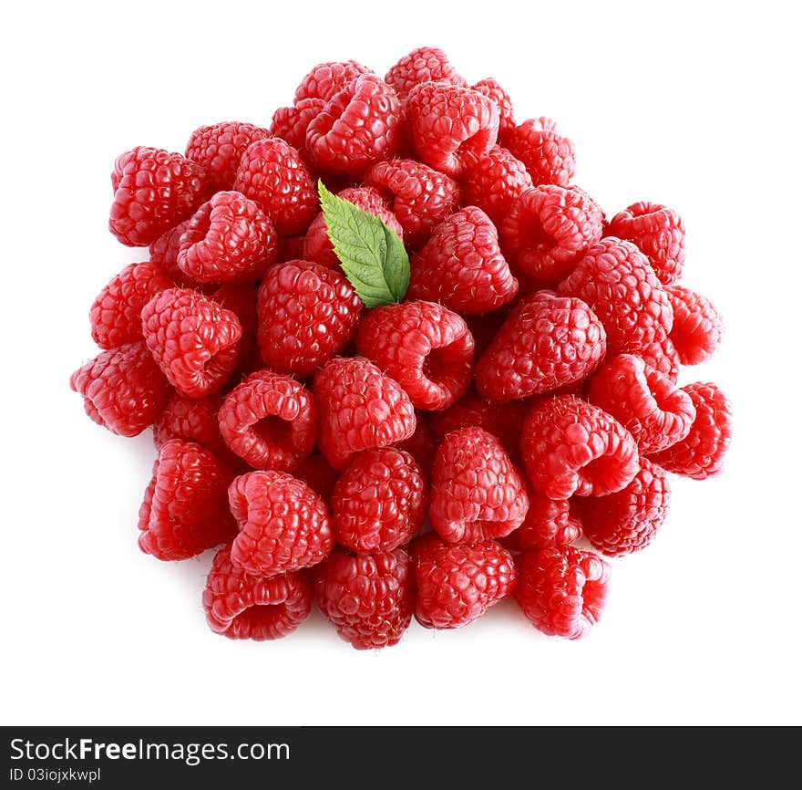 Ripe raspberry isolated on a white background