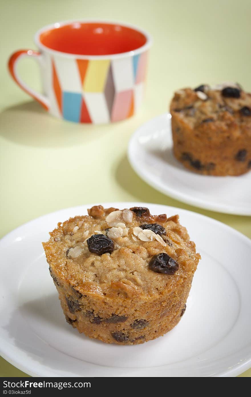 Yummy muffin with raisins and almond