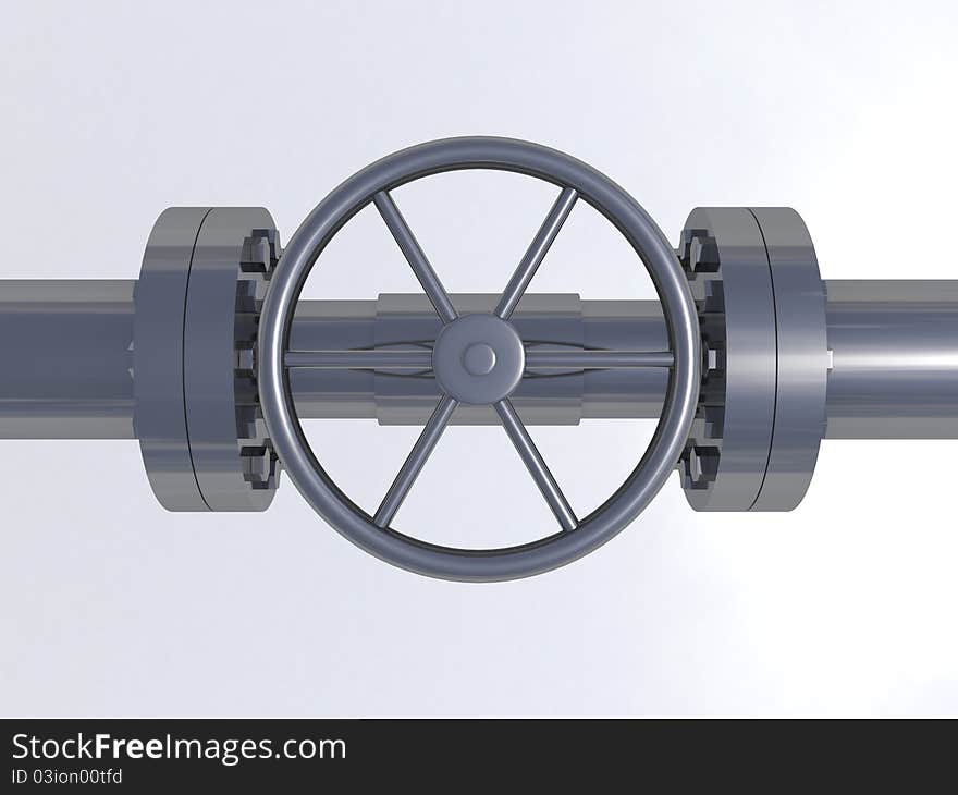 Metal valve on the tube 3d