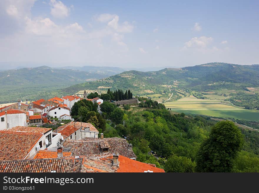 View of houses in Motovun, Croatia