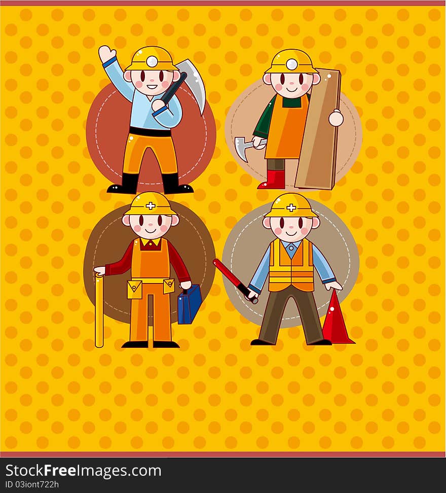 Cartoon Worker Card