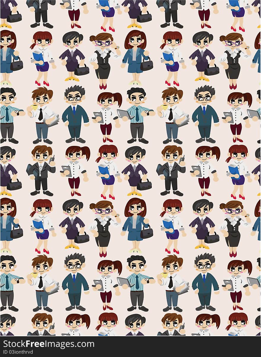 Seamless cartoon office worker pattern