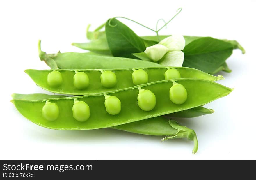 Peas isolated on white close up. Peas isolated on white close up