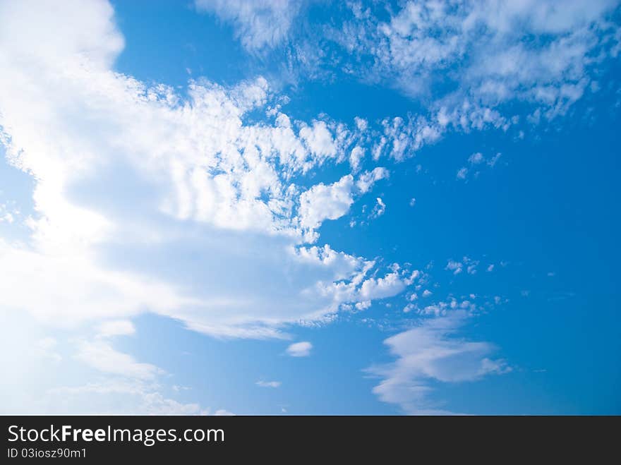 White clouds and blue sky