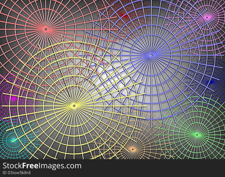 An abstract illustration of a background with shapes of a web in many colors. An abstract illustration of a background with shapes of a web in many colors