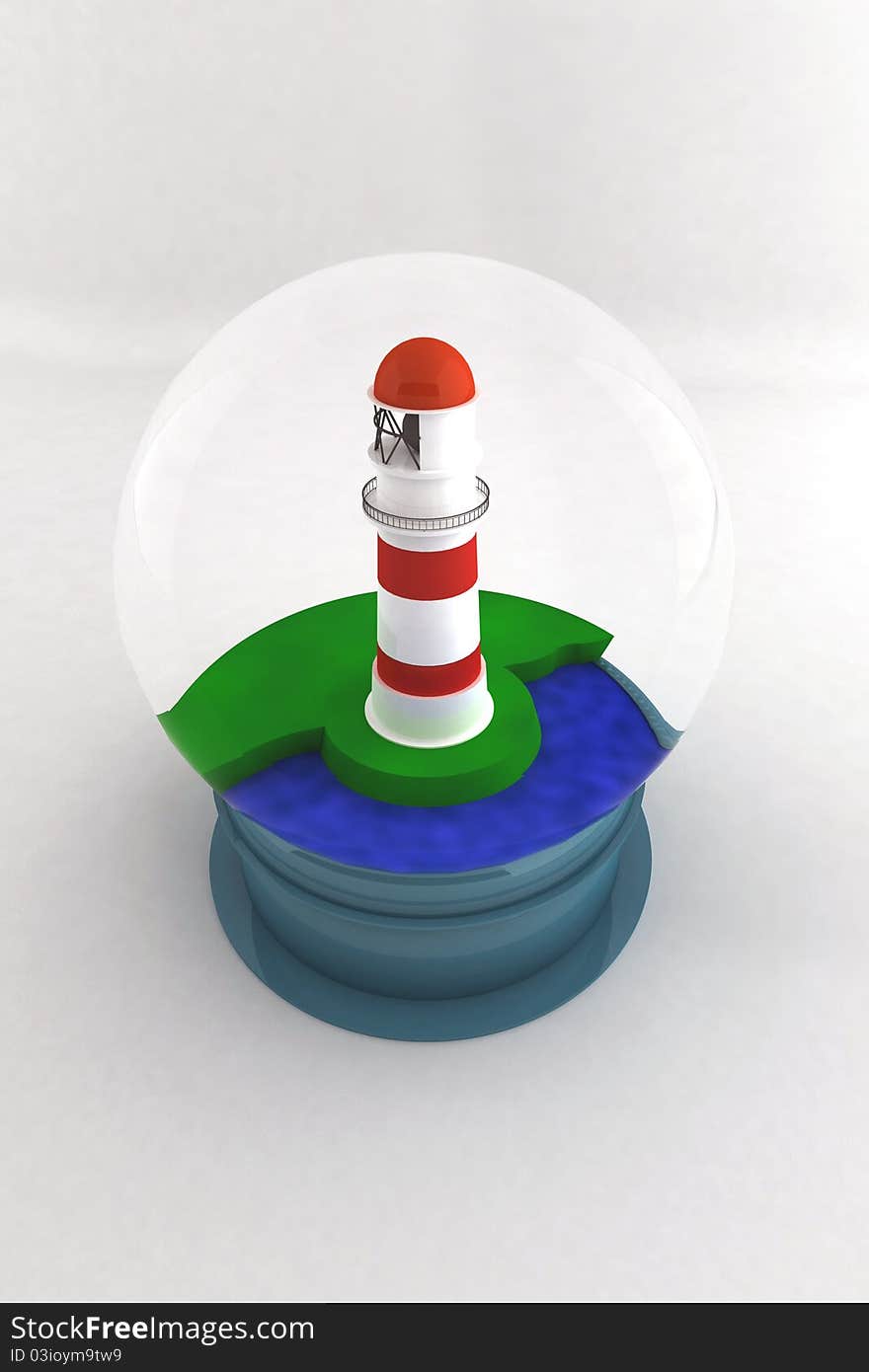 Souvenir glass bowl with a lighthouse