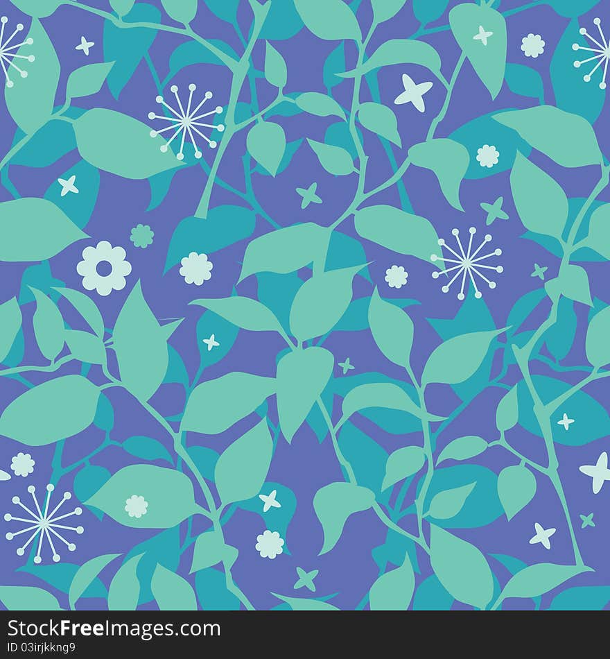 Seamless Floral Pattern In Blue