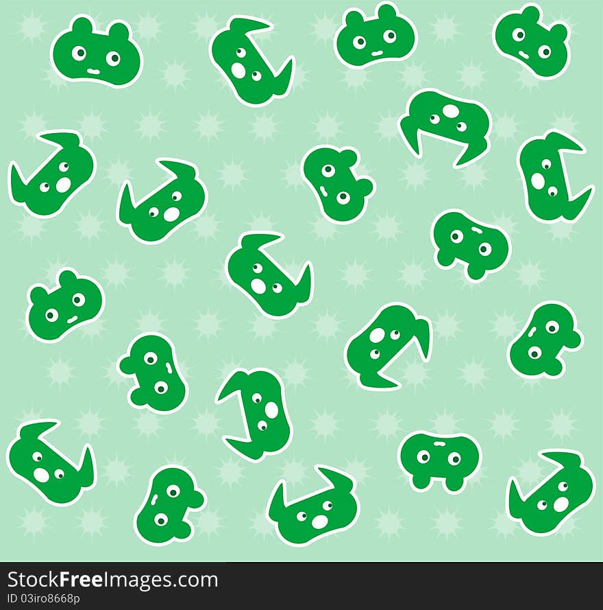 Set of green cartoon animal bear background wallpaper