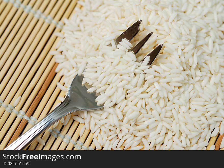 Fork in white rice