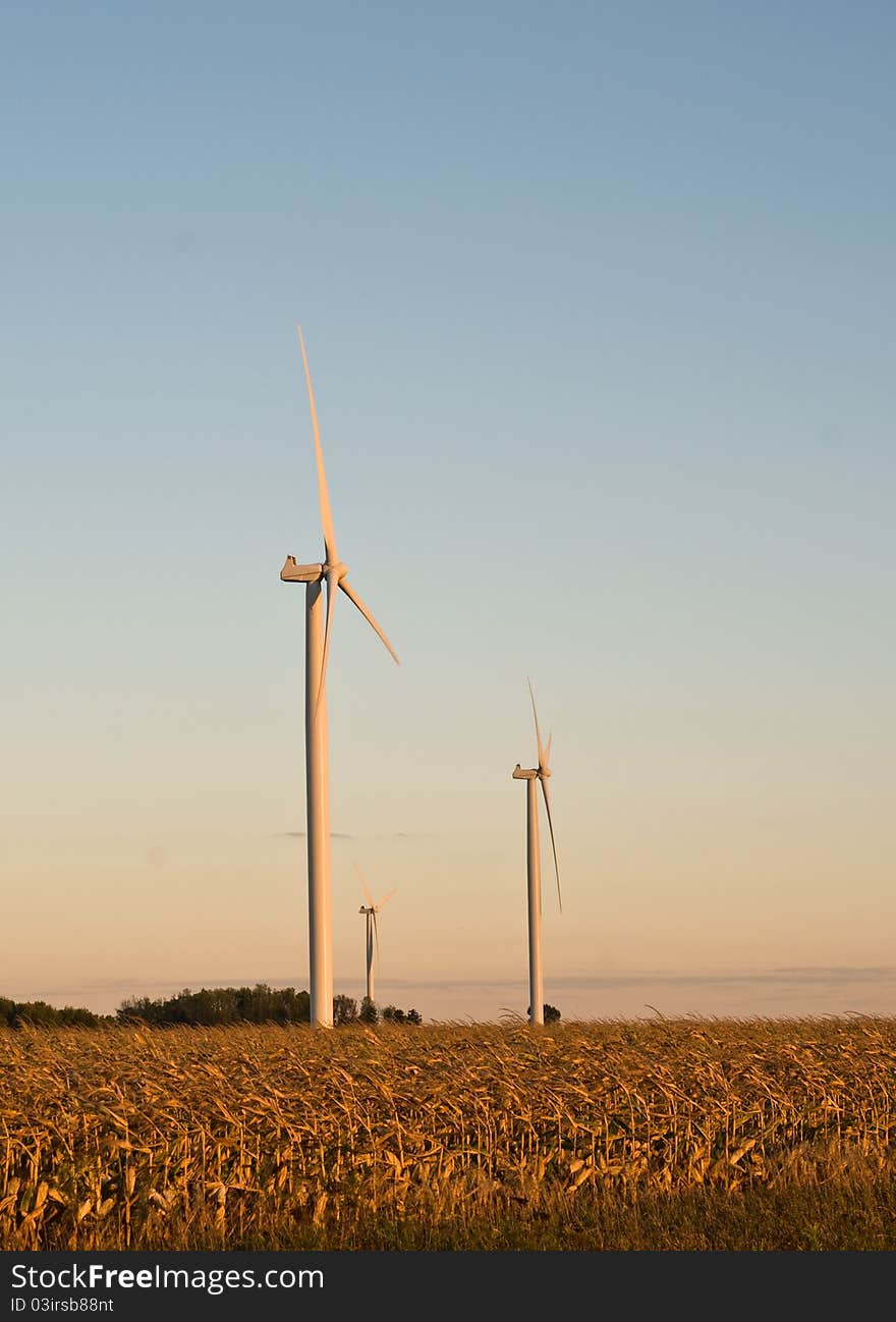 Wind turbine farm in Pigeon Michigan